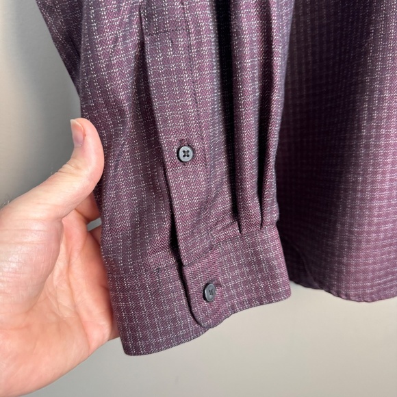 JOE Joseph Abboud Men's XLT Button Shirt Herringbone Check Burgundy-Plum Soft - Picture 3 of 13